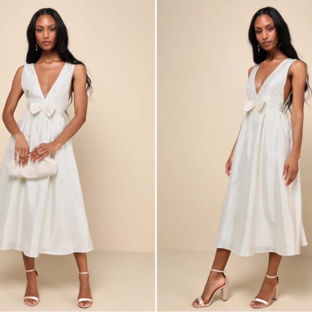 LULU's Bachelorette Engagement Bridal Shower Sexy Elegant Midi Dress NWOT - Picture 4 of 4